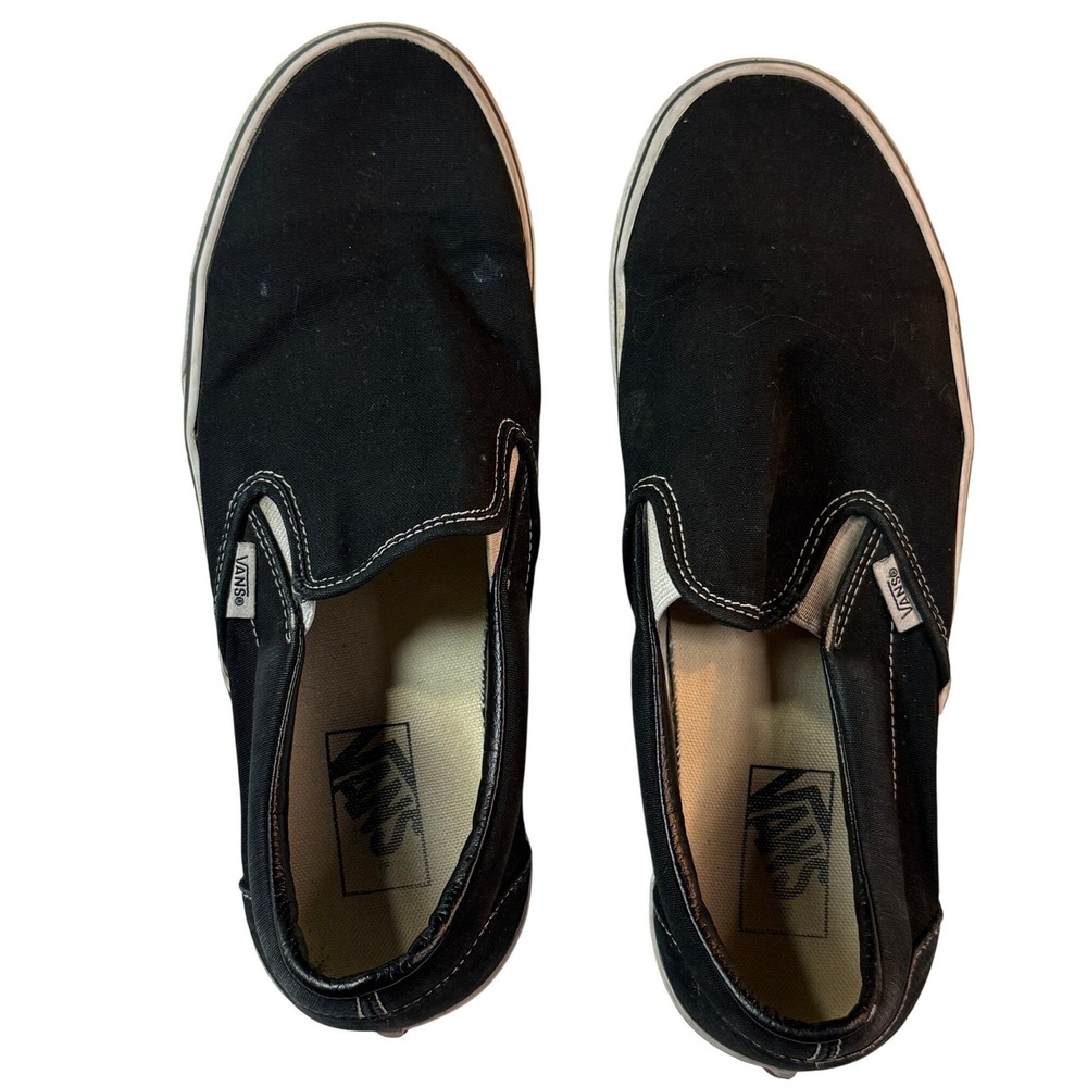 Vans Classic Slip On Black Canvas Sneakers Mens 10.5 Womens 12 Skate Y2K Shoes